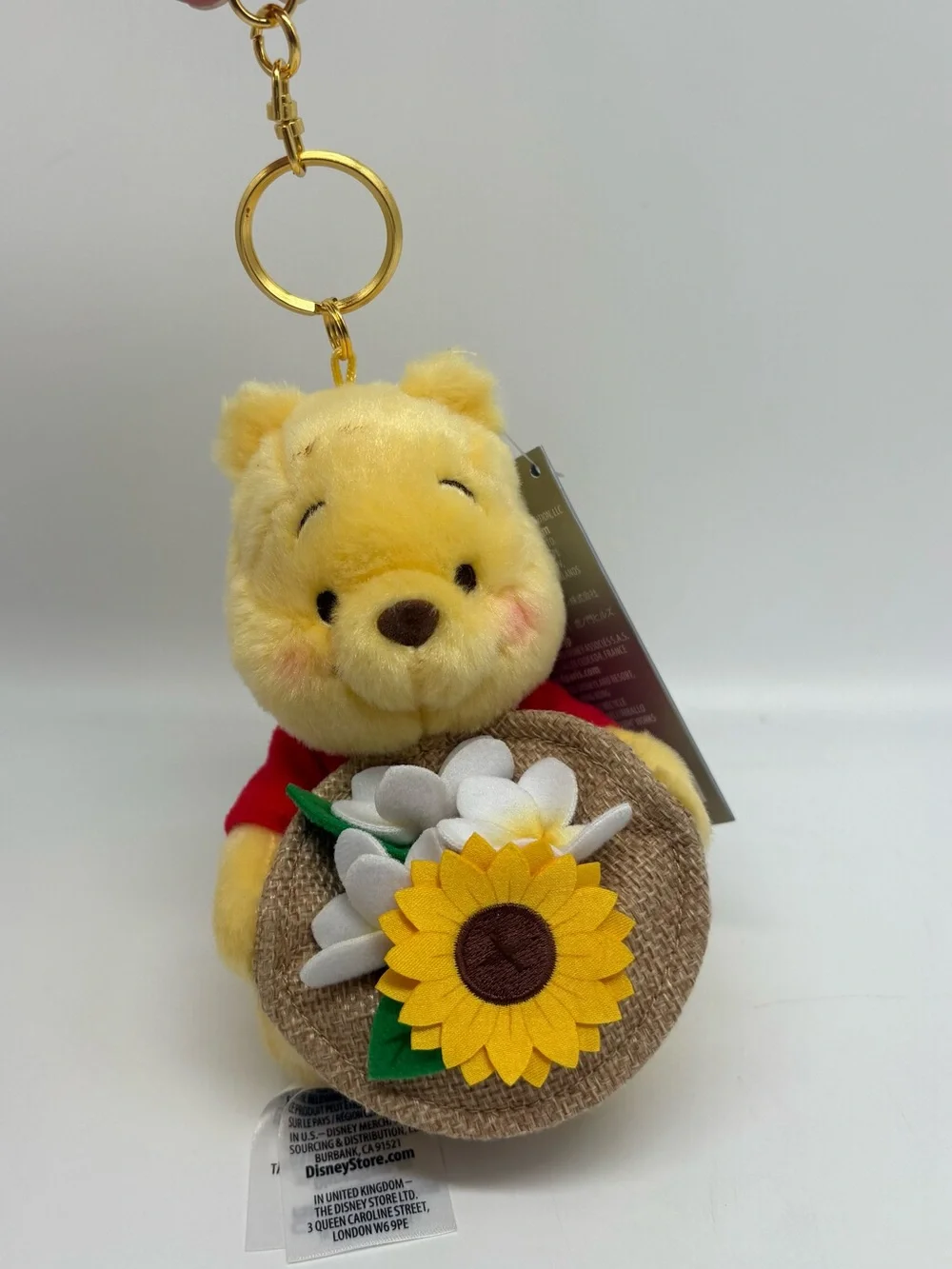 Disney Store Japan Winnie the Pooh Plush Keychain with Sunflower Bag
